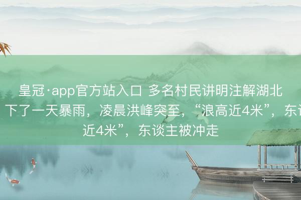 皇冠·app官方站入口 多名村民讲明注解湖北宣恩洪灾：下了一天暴雨，凌晨洪峰突至，“浪高近4米”，东谈主被冲走