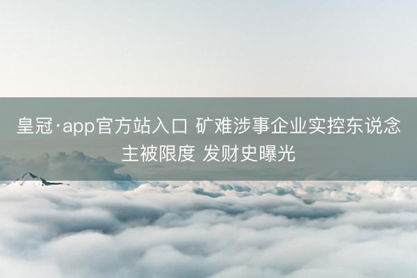 皇冠·app官方站入口 矿难涉事企业实控东说念主被限度 发财史曝光