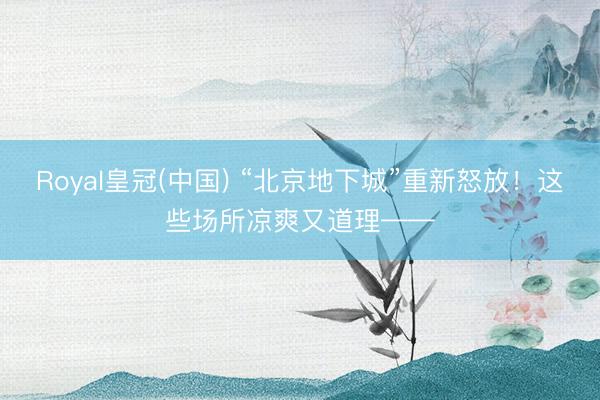 Royal皇冠(中国) “北京地下城”重新怒放！这些场所凉爽又道理——