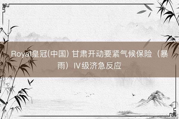 Royal皇冠(中国) 甘肃开动要紧气候保险（暴雨）Ⅳ级济急反应